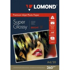 Фотобумага Premium LOMOND A4(210x297) 260 г/м2, 20 листов, суперглянец (Ярко-белая)