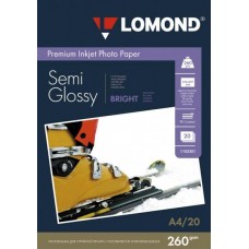 Фотобумага Premium LOMOND A4(210x297) 260 г/м2, 20 листов, полуглянец (Ярко-белая)