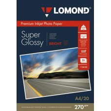 Фотобумага Premium LOMOND A4(210x297) 270 г/м2, 20 листов, суперглянец (Ярко-белая)