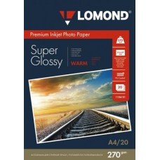 Фотобумага Premium LOMOND A4(210x297) 270 г/м2, 20 листов, суперглянец (Теплый белый цвет)